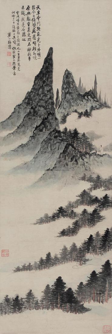 梅清 山水精品 立轴