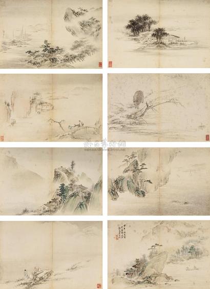 李世倬 仿古山水册 册页