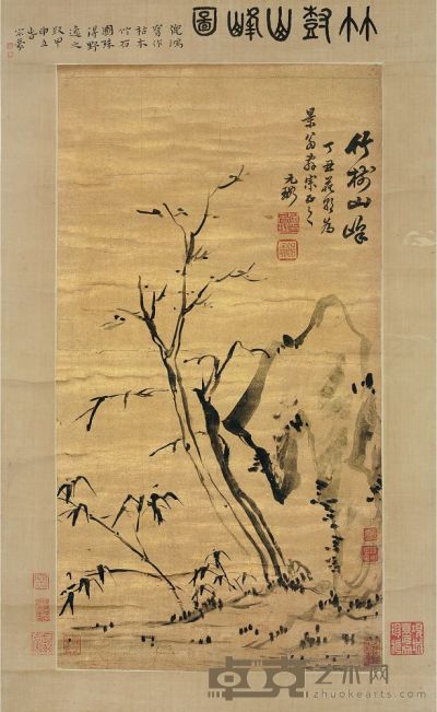 竹树山峰图 61×32.5cm