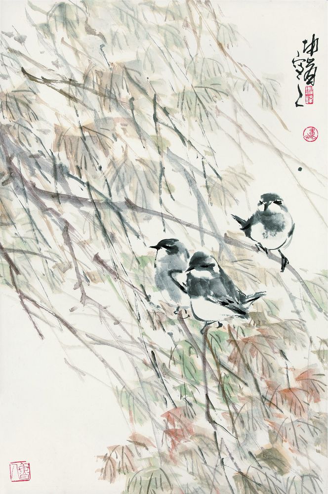 卢坤峰 花鸟68×45cm