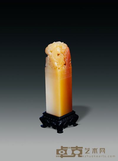 三色荔枝冻印章 3.3×3.3×12.5cm