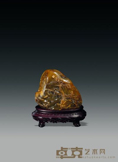 黑田黄石春行寄兴薄意摆件 6.3×5.5×2.2cm  120克