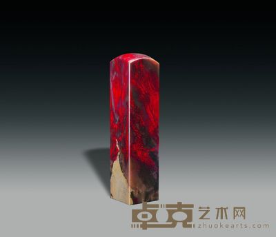 昌化白玉钢地鸡血印章 2.7×2.7×11.2cm