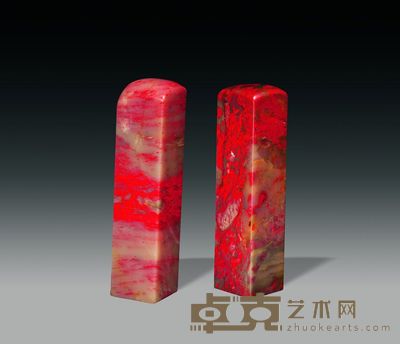昌化鸡血对章 6.5×1.5×1.5cm