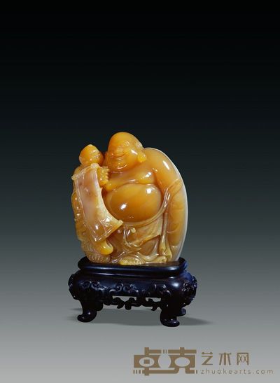巴林浮黄笑佛摆件 7.5×8.5×4cm