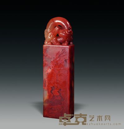 水冻高山螭虎穿环钮章 1.7×3.3×11.5cm