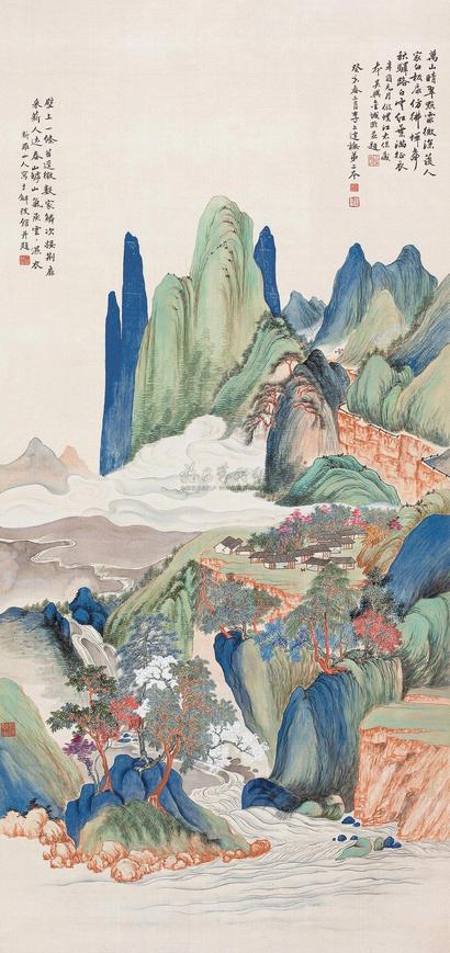 李上达 1923年作 《万山晴翠图》 立轴