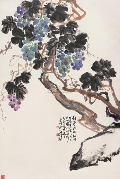 王个簃 《珠光累累》 立轴