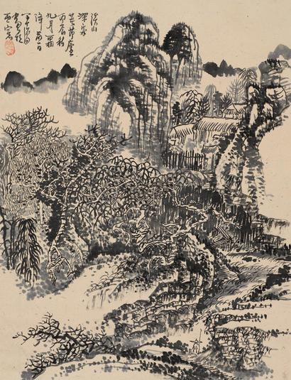黄秋园 1976年作 策杖寻诗 立轴