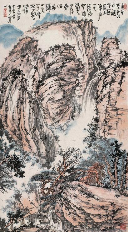黄秋园 1974年作 深山幽居 立轴