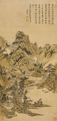 王原祁 （款） 1709年作 《摹古山水》 立轴