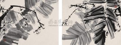邓林 蕉梅 （二帧） 镜心