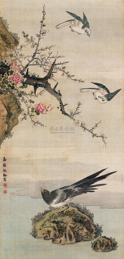 沈铨 喜至白头 立轴