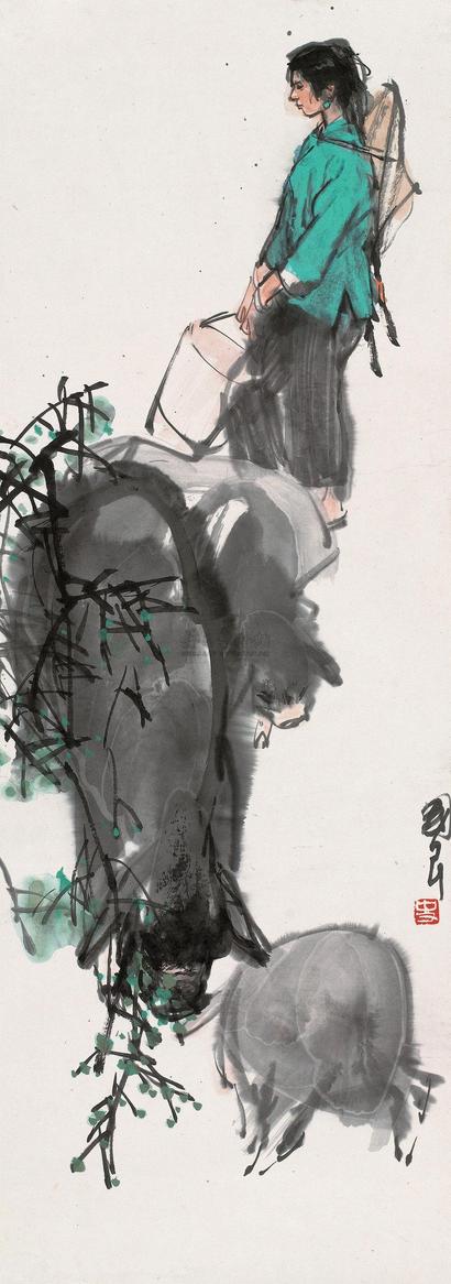 史国良 放豕图 立轴