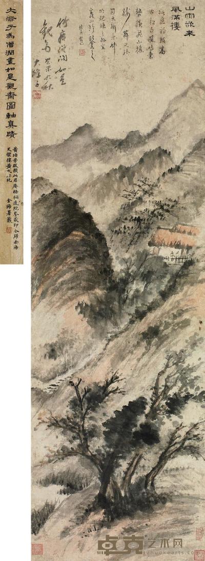 石涛 1703年作 如是观斋图 立轴 112×34.5cm