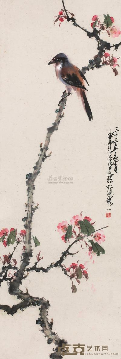 赵少昂 1944年作 花鸟 镜框 110×38cm