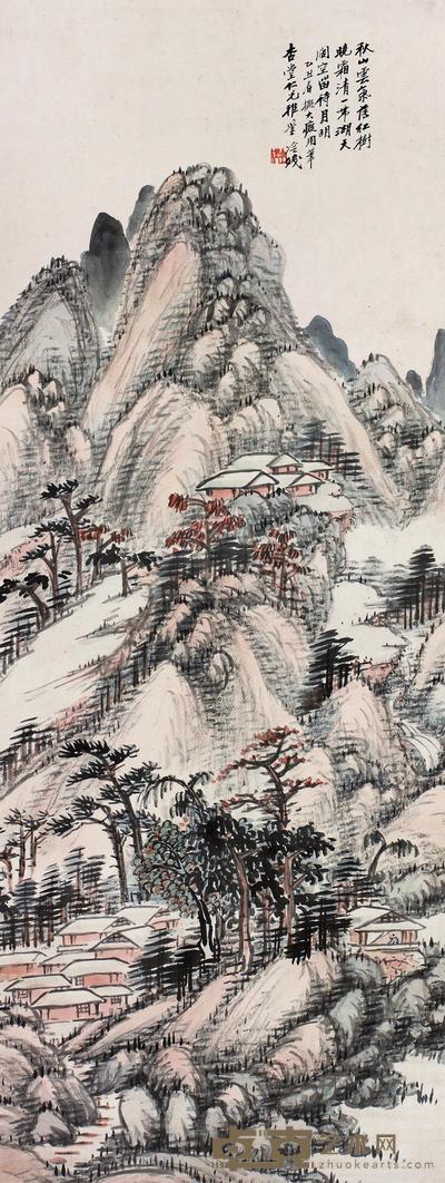 潘达微 1925年作 山水 立轴 86×33cm