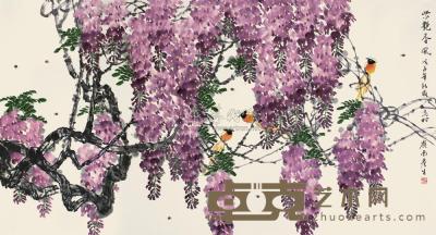 周彦生 2008年作 紫艳香风 镜框 96×180cm