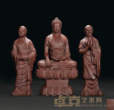 廖文井制 三圣像 （三件一套 ） 高27.2-24cm