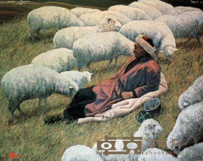 张世申 1983年作 自家的羊群 80×100cm