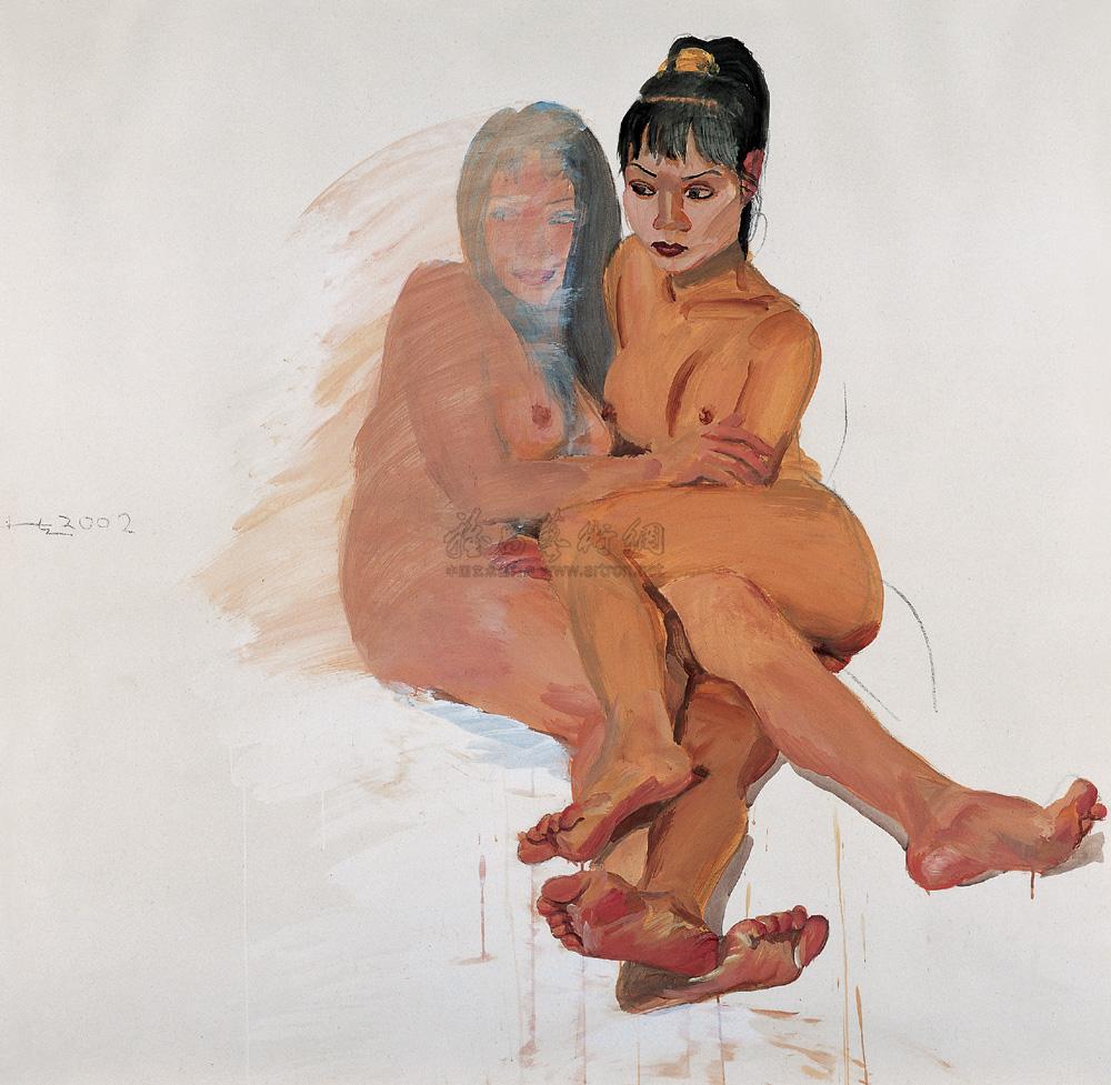 刘小东 2002年作  水中的两个女孩138×138cm