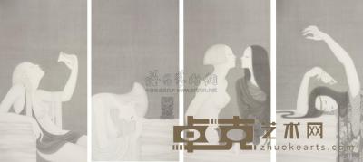 杨宇 2009年作 艳酒系列之一二三四 镜心 89.5×48cm×4