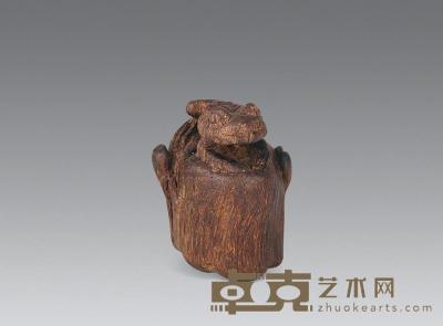 清 祁兰香雕荷蛙件 高4.1cm