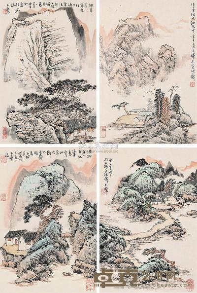 宋玉麟 山水 （四帧） 镜心 32×21.5cm×4