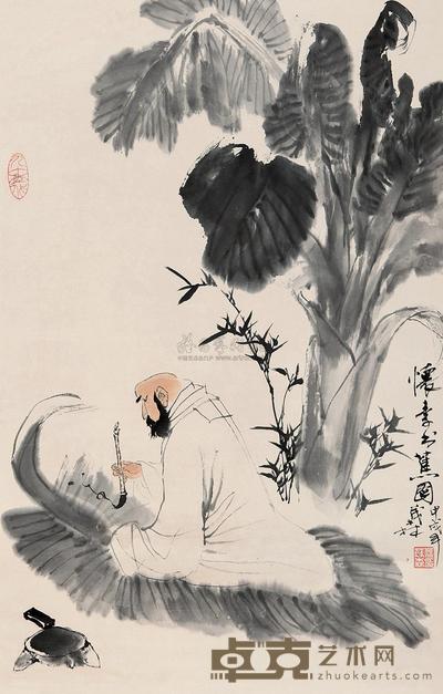 盖茂森 怀素书蕉图 立轴 66.5×43cm