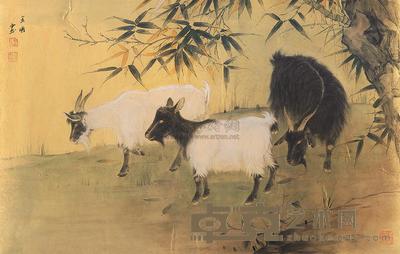 李金国 三羊开泰 镜心 54×84.5cm