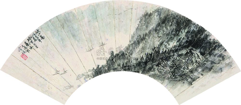 宋文治 峡江图 镜心13.5×43.5cm