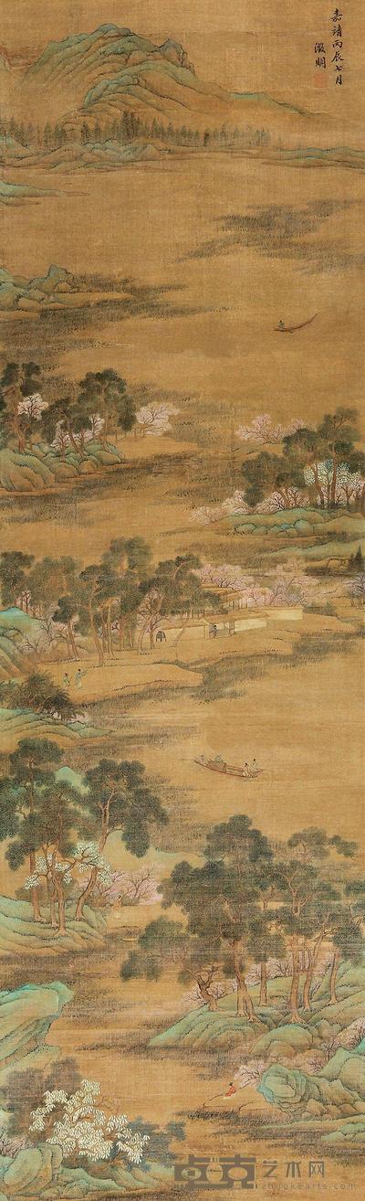 文徵明 （款） 雅士闲居图 立轴 157×48cm