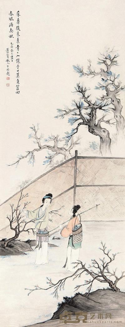 许昭 采桑图 立轴 119×46cm