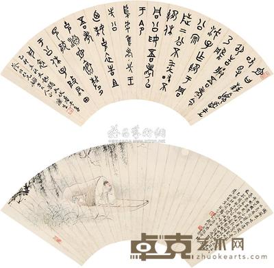 钱松嵒 苏长公舟中夜起图 镜心 19×62cm