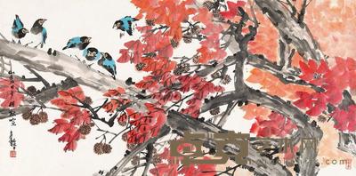 张继馨 山鸟日夕相啾喧 镜心 137×68.5cm