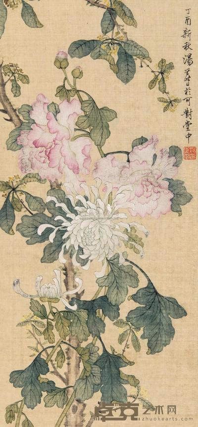 汤世澍 花卉 立轴 49.5×23.5cm