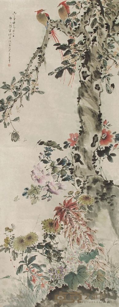 陈康侯花鸟 136×54