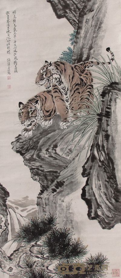 张善孖虎 132cm×59cm