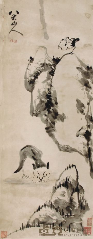 八大山人花鸟 90cm×34cm