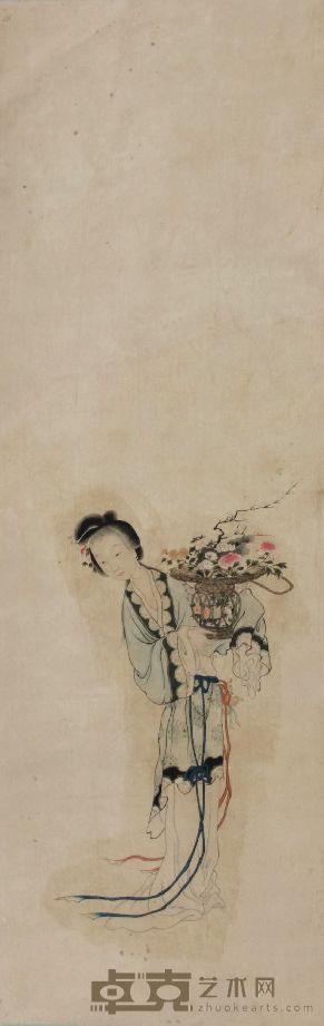 无款绢本人物 83cm×27cm