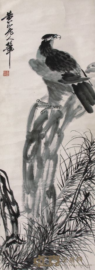 王天池松鹰 100cm×34cm