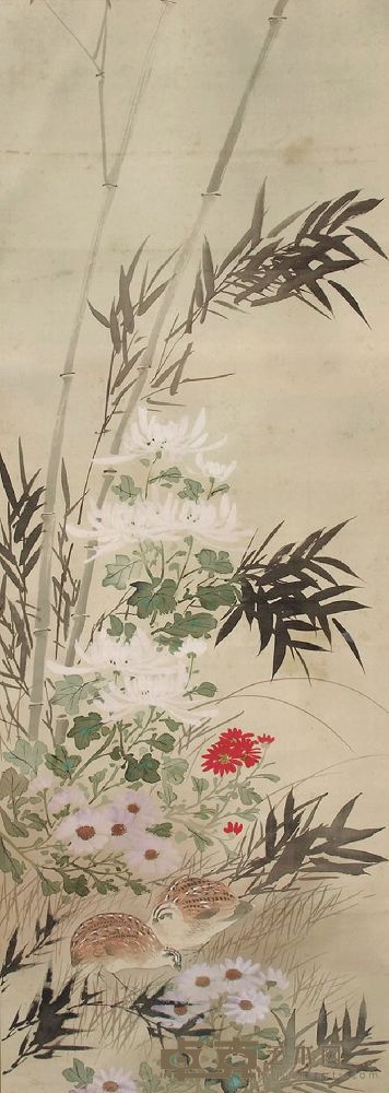 无款花鸟 118cm×41cm