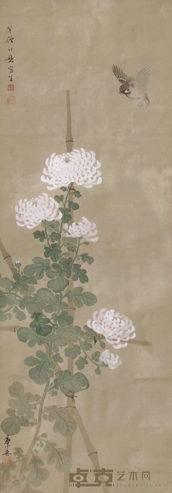 黄幻吾花鸟 109cm×34cm