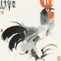韩美林 戊辰（1988）年作 雄鸡图 镜框