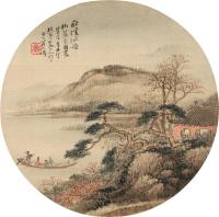 吴石僊 辛丑（1901）年作 秋溪泛舟 团扇片