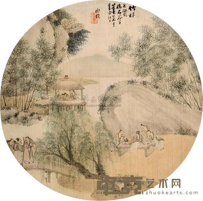 杨柳桥 竹林七贤 团扇片 直径25cm