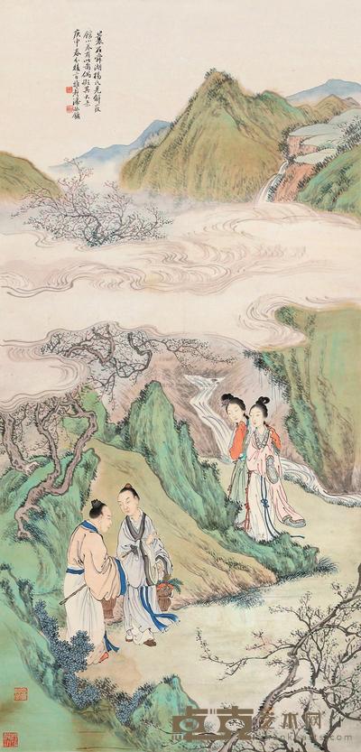 潘振镛 庚申（1920）年作 春山采药 屏轴 127×60cm