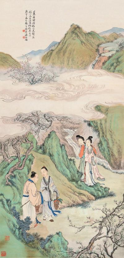 潘振镛 庚申（1920）年作 春山采药 屏轴