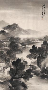 吴石僊 壬辰（1892）年作 渔舟归棹 立轴