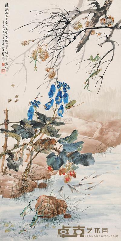 程璋 辛未（1931）年作 秋意图 镜片 107.5×54.5cm